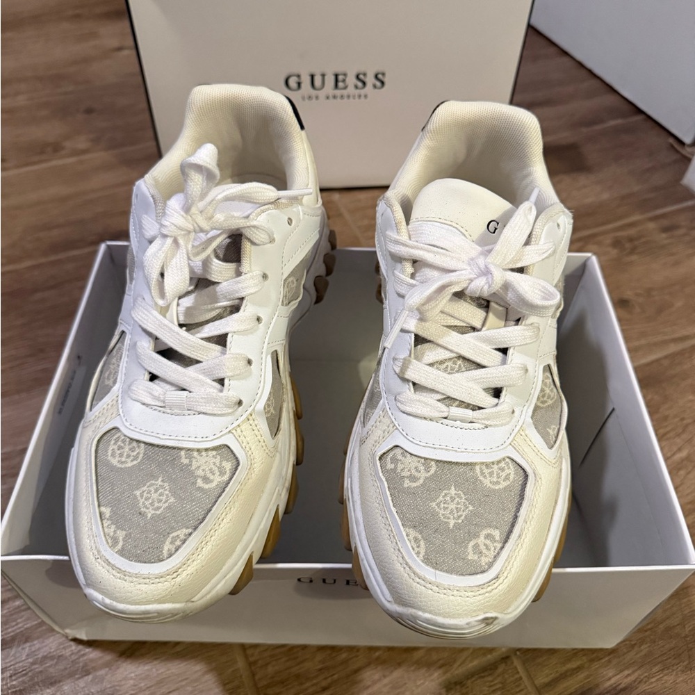 Guess White and Cream Sneakers